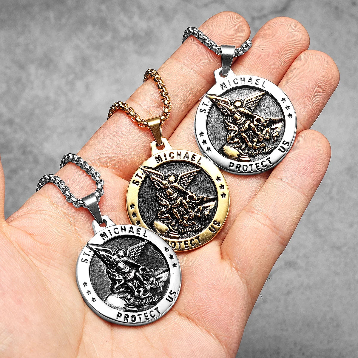 Arch Angel St.Michael Stainless Steel Men Necklaces Pendant Chain Amulet Vintage New In For Women Fashion Jewelry Gift Wholesale