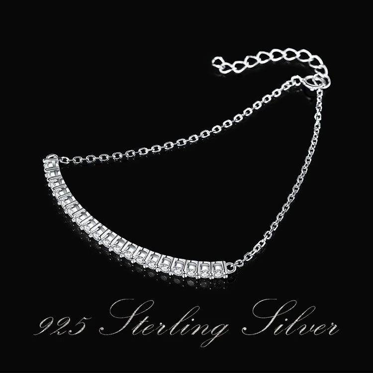 JewelryPalace Moissanite D Color Round Cut 925 Sterling Silver Adjustable Link Bracelet for Woman Yellow Rose Gold Plated