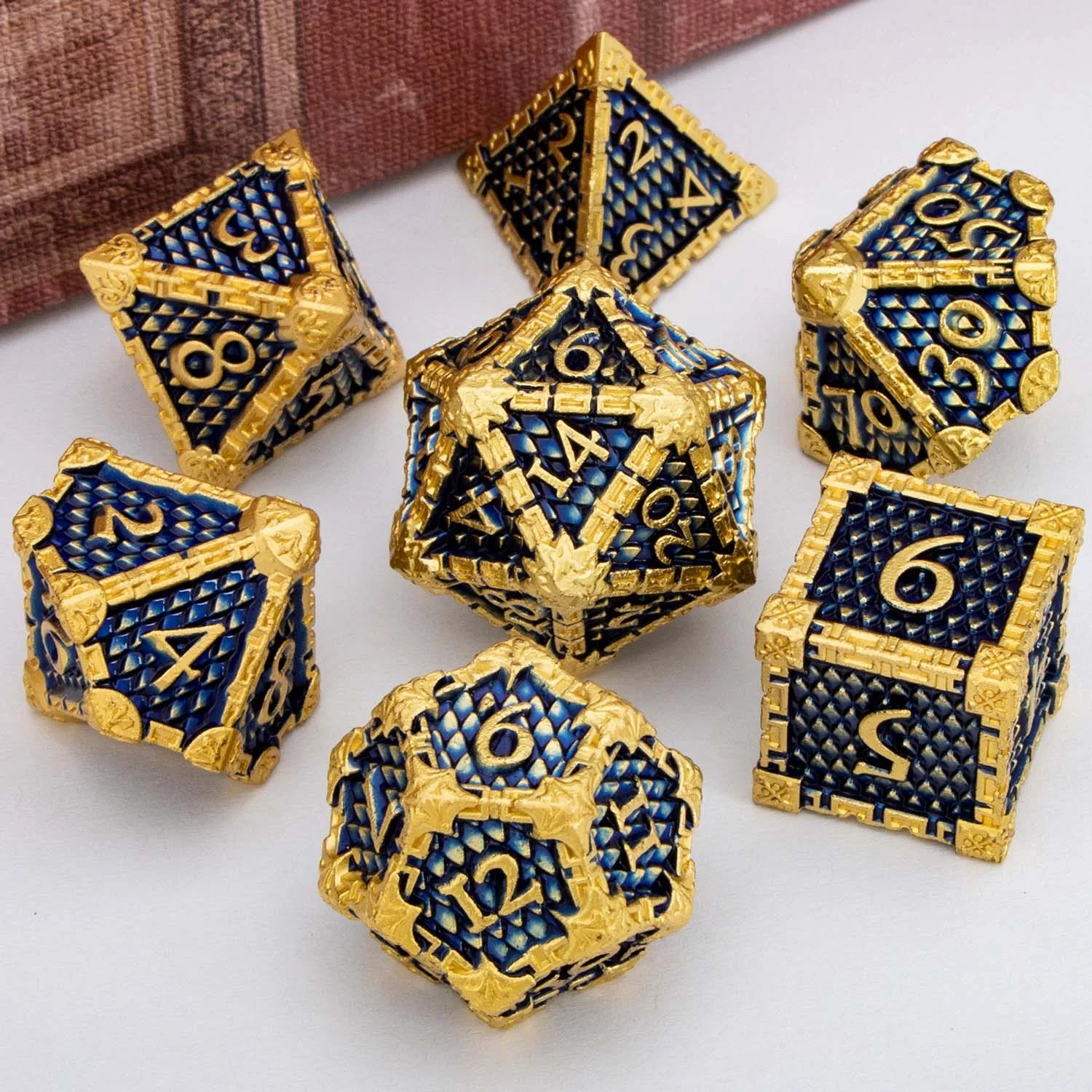 DND Metal Dice Set Dragon Scale Blood D&D Dice Dungeon and Dragon Role Playing Games Polyhedral Dice RPG D and D Dice