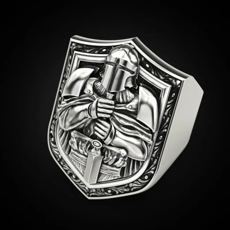 Vintage Jewelry Retro Templar Shield Rings for Men Punk Rock Party Biker Boho Stainless Steel Ring Mens Jewellery Anillo Hombre