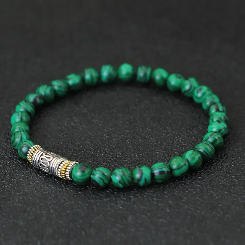 Noter Mantra Bracelet For Men 6mm Howlite Lava Tiger Eyes Beads Braslet Viking Accessories Pulseras Para Hombre Tibet Braclet