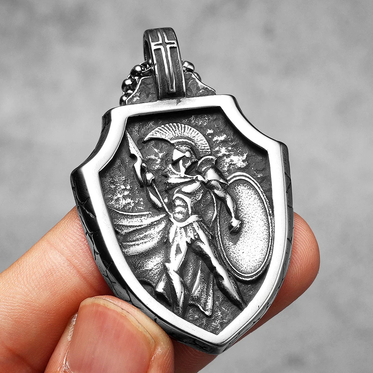 Spartan Warrior Shield Stainless Steel Men Necklaces Pendant Chain Punk Vintage Cool Things for Women Jewelry Gifts Wholesale
