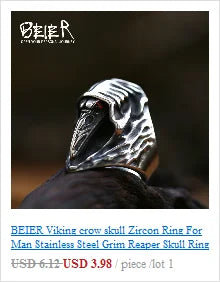 BEIER Stainless steel Thor Hammer Viking Amulet Viking Raven Ring Scandinavian Jewelry man Ring BR8-296