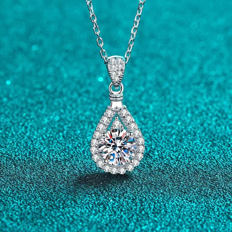 High quality 925 sterling silver necklace for women 1ct 2ct 3ct Moissanite jewelry exquisite collarbone chain