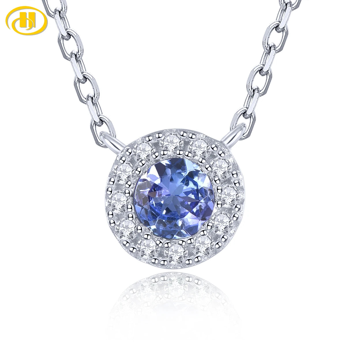 Natural Tanzanite Solid Sterling Silver Necklace Pendant 0.27 Carats Classic Round Shape Women Gifts Daily Decorations S925