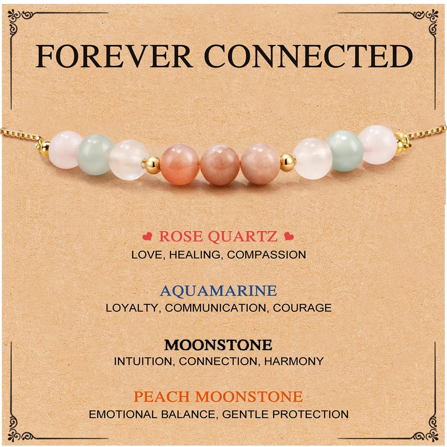 Natural Stone Moonstone Stainless Steel Bracelet Female, Adjustable, Gift for Mother sisters's Anniversary Friendship Jewelry