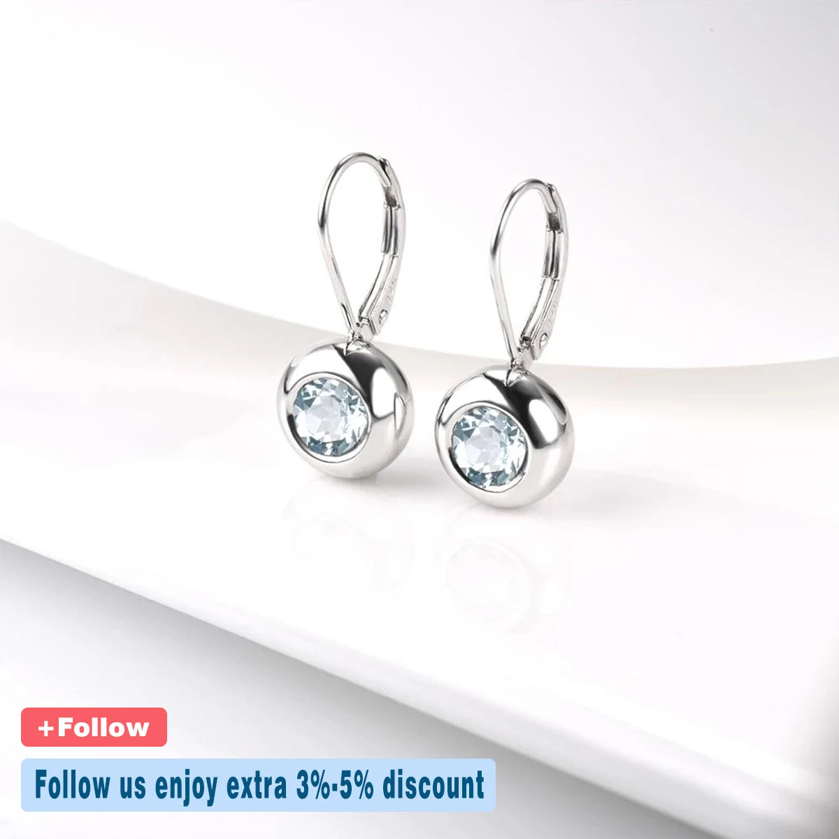 Hutang Natural Aquamarine Women's Clip Earrings Solid 925 Sterling Silver Blue Gemstone Fine Elegant Bridal Jewelry New Arrival