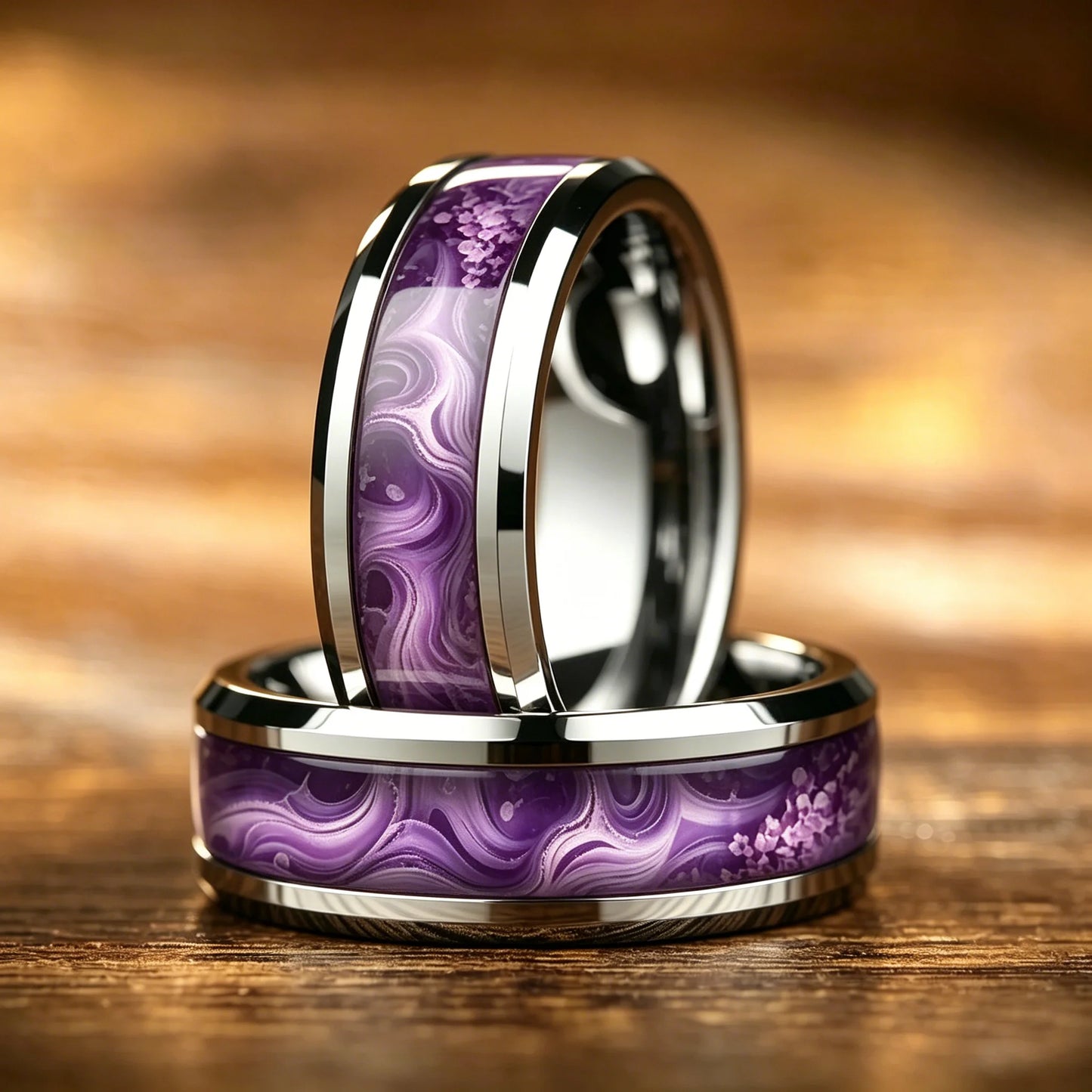 Fashion Men's Stainless Steel Rings Artificial Purple Agate Stone Inlay Jewelry Suitable for Daily Wear, Gift for Him Non-Fade