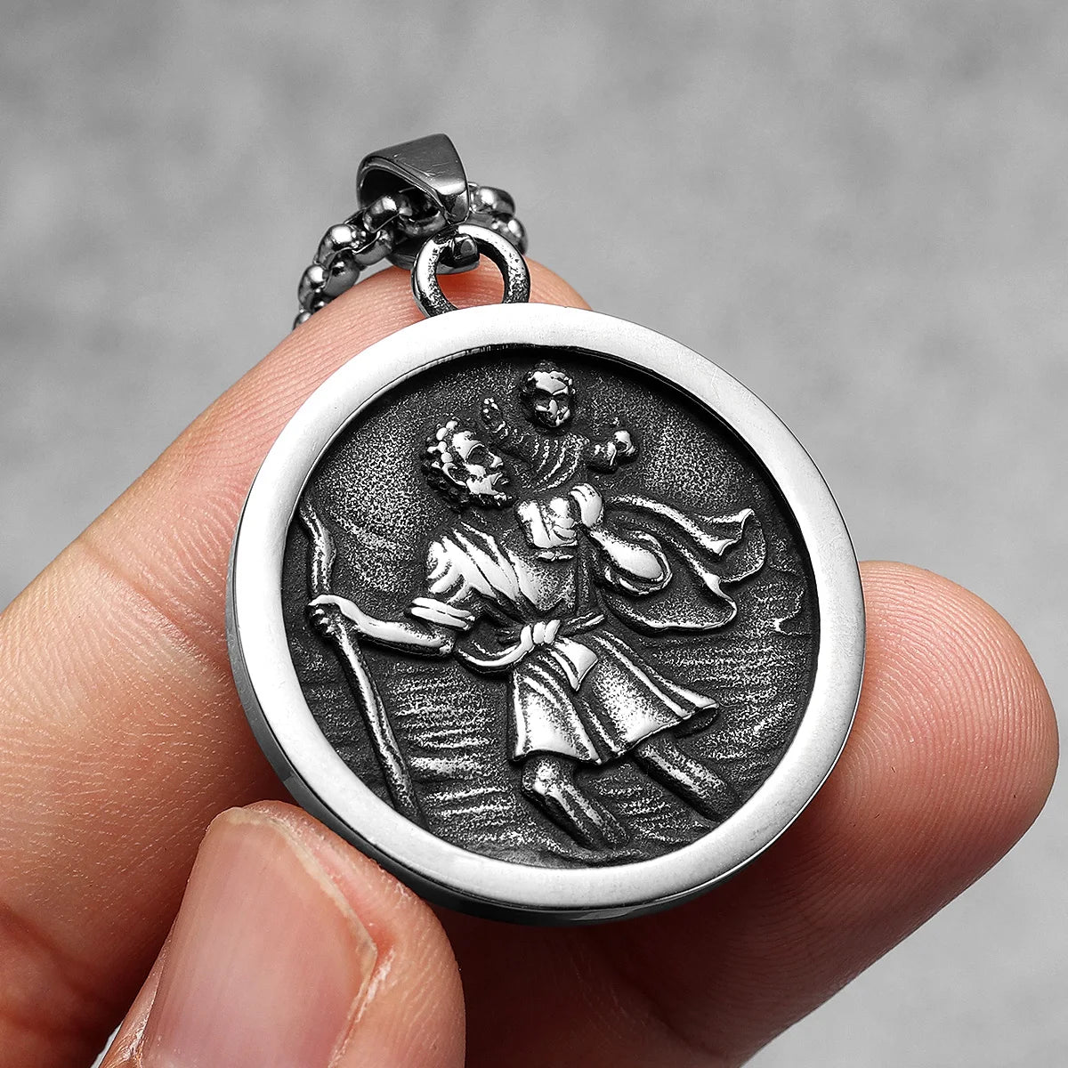 St.Christopher Rero Amulets Stainless Steel Men Necklaces Pendant Chain Punk For Women Fashion Jewelry Gifts Wholesale