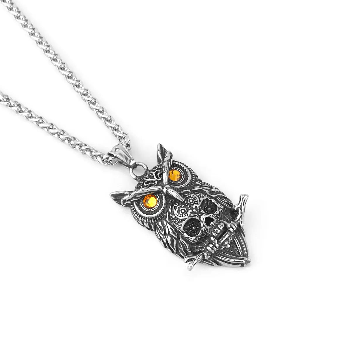 Gothic Owl Skull Viking Pendant Necklace Stainless Steel Biker Party Punk Men's Jewelry Necklace Wholesale