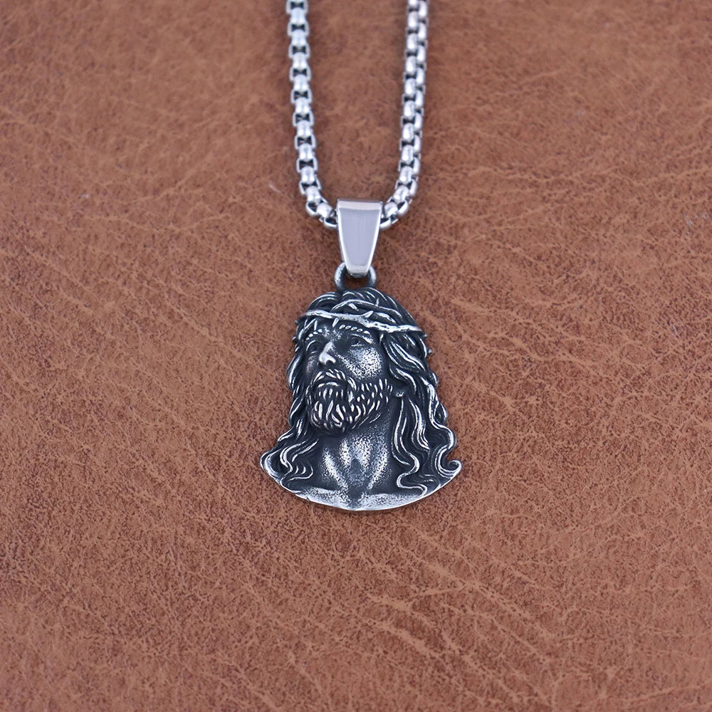 Classic Jesus Cross Series Stainless Steel Necklaces for Men Women Vintage Belief Powerful Amulet Pendant Jewelry Gift