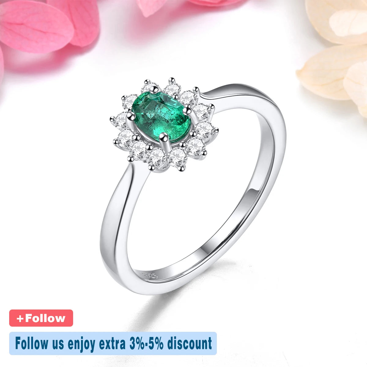 Natural Green Emerald Sterling Silver Rings 0.45 Carats Genuine Precious Gemstone Women Classic Fine Jewelrys Treasure Gifts