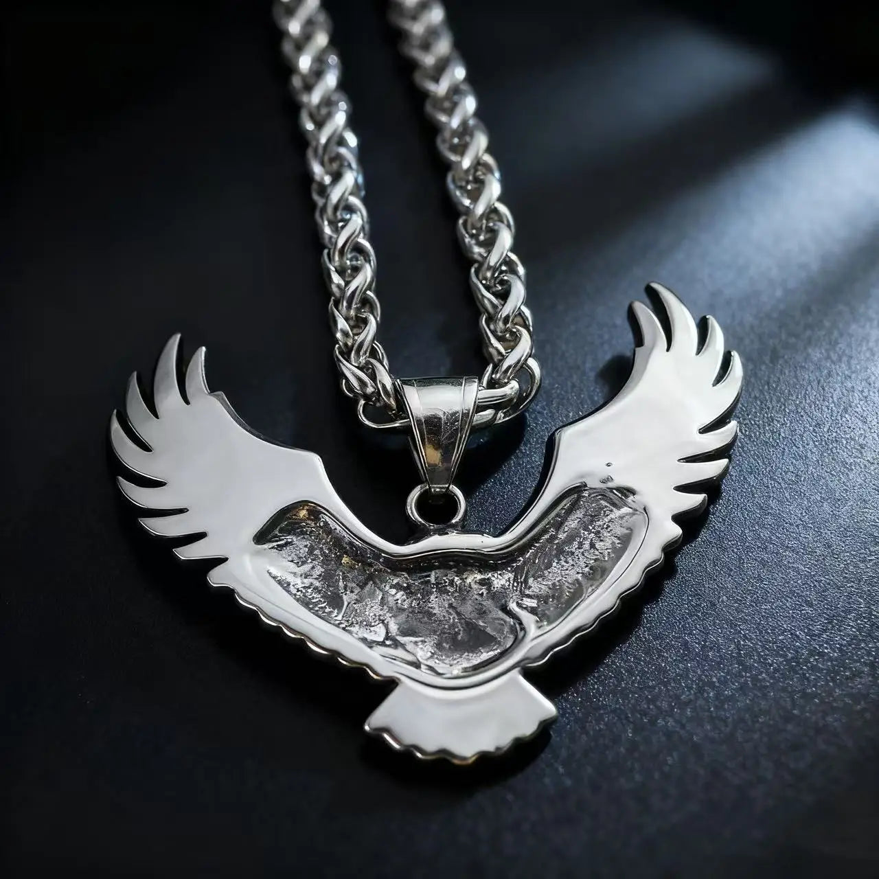 HNSP 316L Stainless Steel Viking Style Eagle Pendant Necklace For Men Punk Gothic Jewelry Accessories