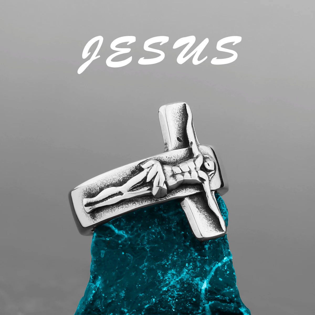 Stainless Steel Catholic Christian Cross Faith Amulet Ring Women Men Unisex Ring Multi Style Finger Jewelry Creative Gift