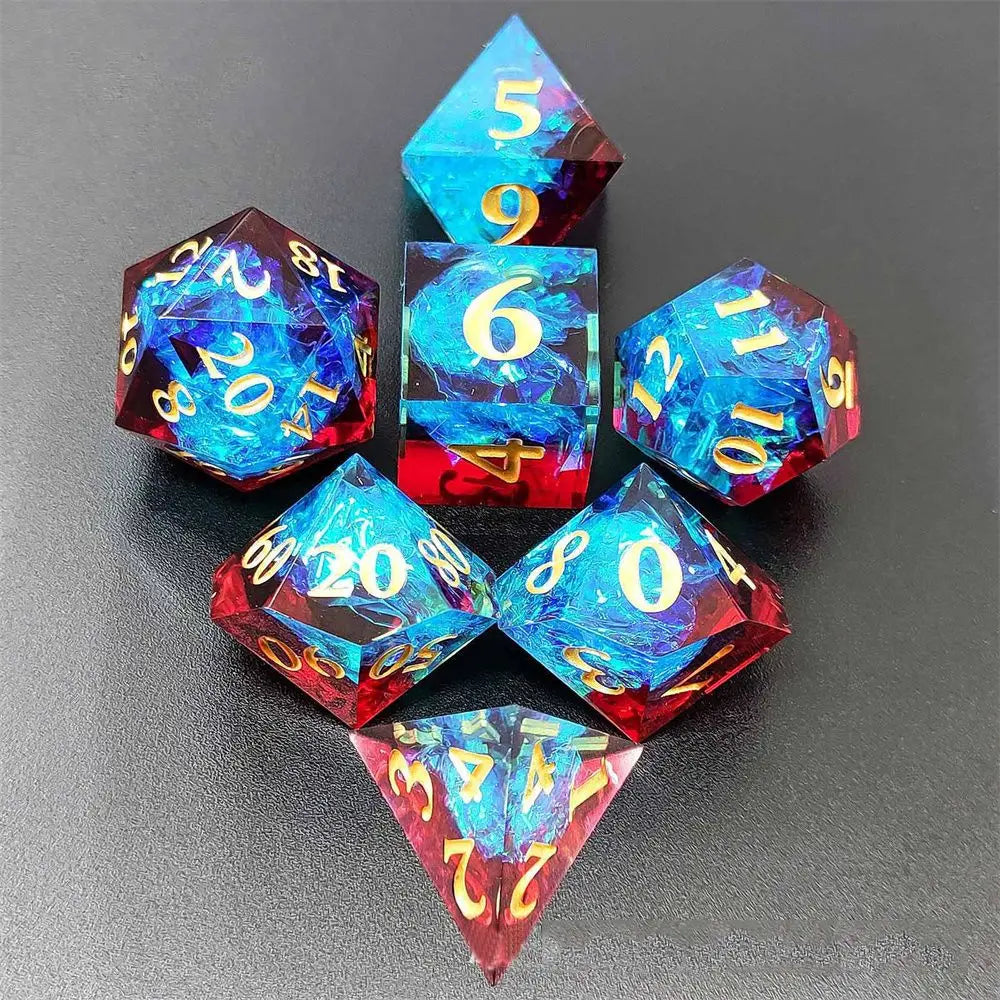 7Pcs Hollow Polyhedral Dice Set Metal Dices Table Games Accessory For D&d DND D6 D8 D10 D12 D20 3-1 1