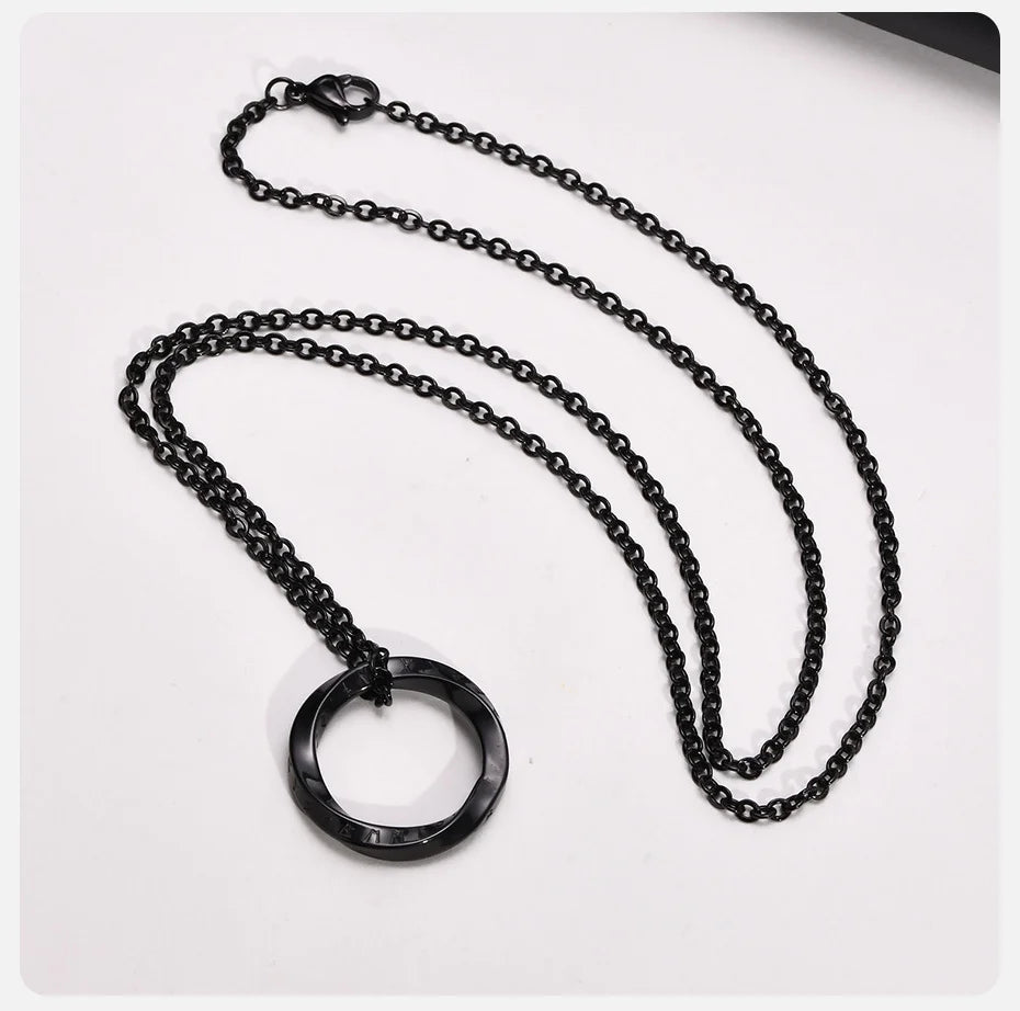 Vnox New Trendy Norse Viking Necklaces for Men, Stainless Steel Mobius Round Pendant Collar Male Gift Jewelry
