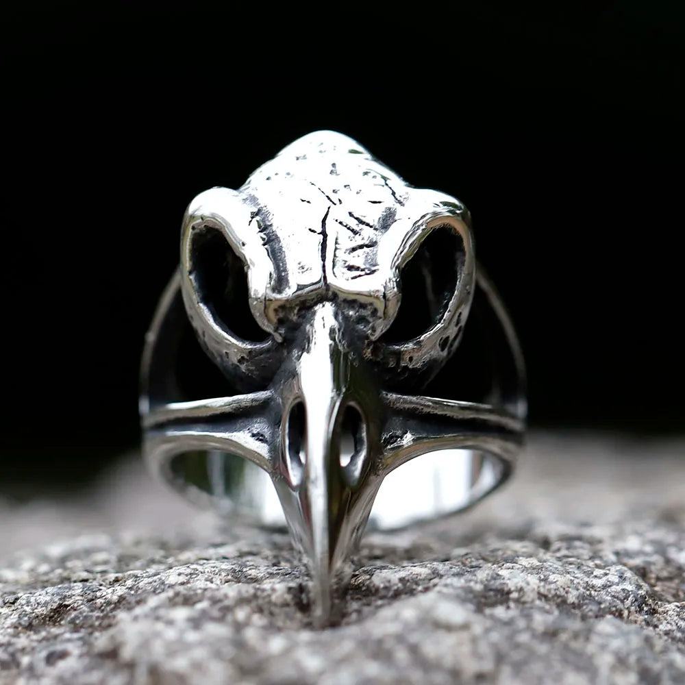 NEW Men's 316L stainless steel rings Vintage viking raven head RING for teens animal Jewelry Gift