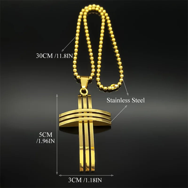 Stainless Steel Jesus Cross Car Pendants for Women Men Gold Color Christian Holy Lord Crucifix Amulet Bag Jewelry Gift