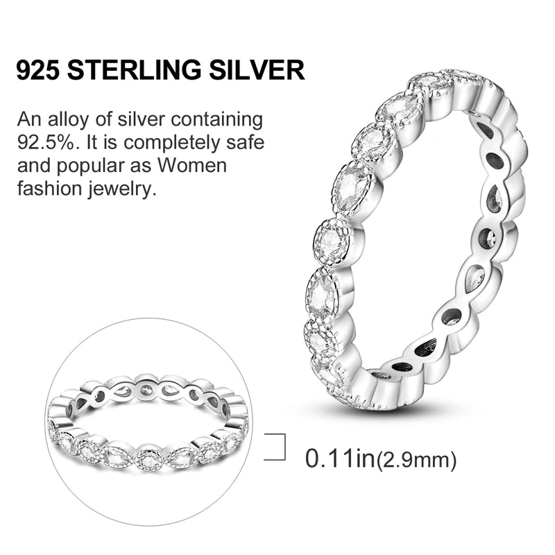 925 Sterling Silver Infinite Love Ring Original Luxury Design Zircon Finger Rings For Women High Quality Wedding Jewelry Gift