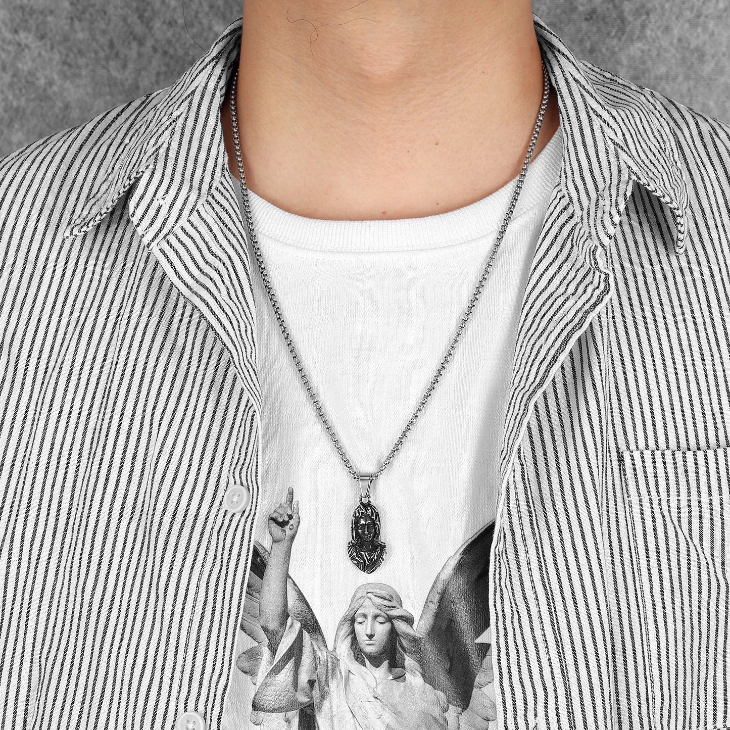 Retro Virgin Mary Stylish Stainless Steel Men Necklaces Pendant Chain Punk For Women Fashion Jewelry Gifts Wholesale Dropshiping