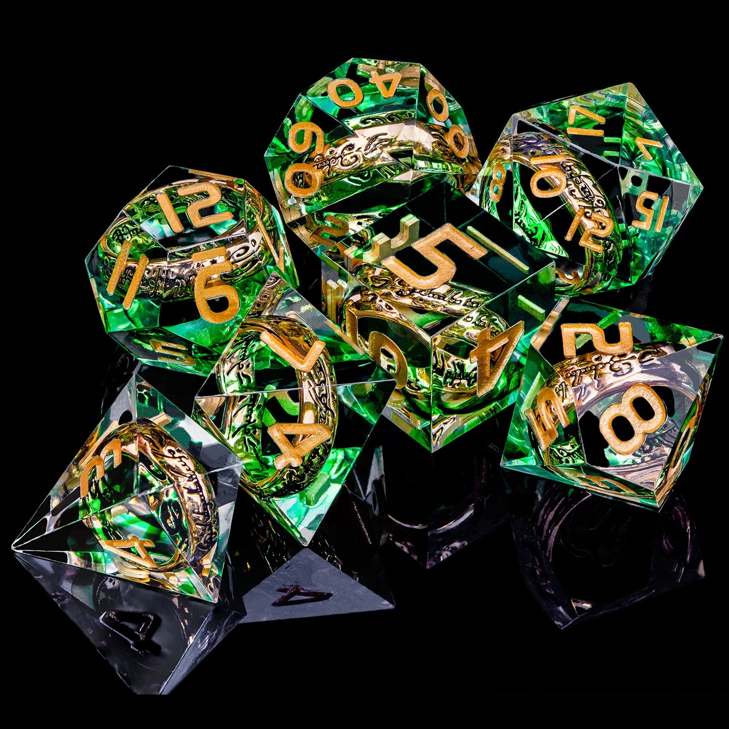 Flower Ring Dice Set & Dnd Liquid Flow Eye D and D Sharp Edge Dice For RPG D20 Dungeon and Dragon Pathfinder Role Playing Games LS-06