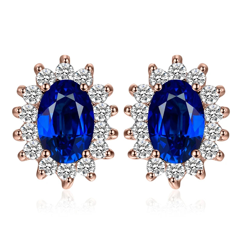 JewelryPalace Created Blue Sapphire Ruby 925 Sterling Silver Stud Earrings Natural Amethyst Garnet Peridot Topaz Princess Diana