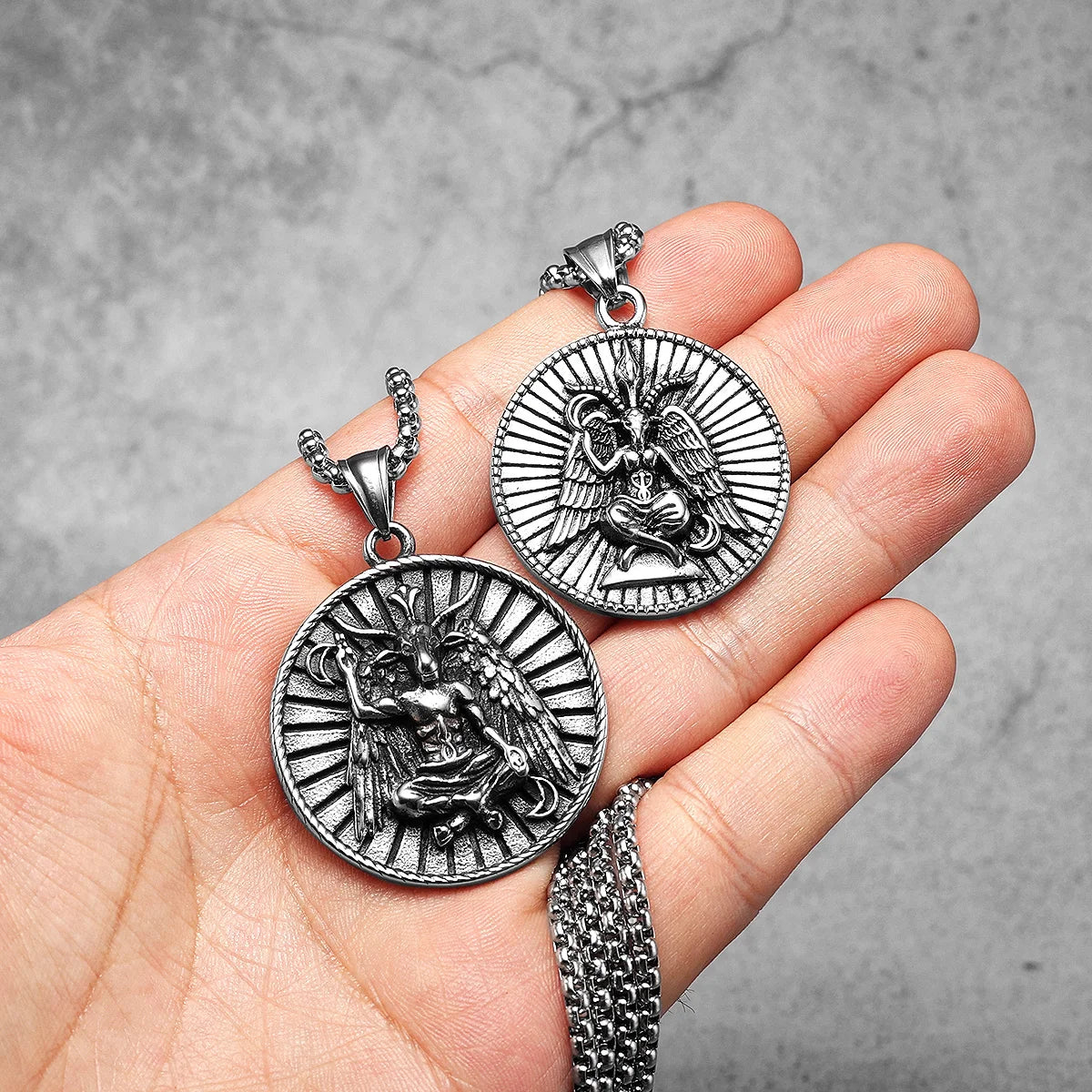 Fallen Angel Devil Satan Stainless Steel Men Necklaces Pendant Chain Powerful Amulet Vintage For Women Jewelry Gifts Wholesale