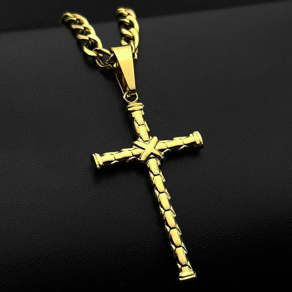 New Design Christian Stainless Steel Cross Pendant Necklace for Men Women Punk Hip Hop Biker Necklaces Amulet Jewelry Gift