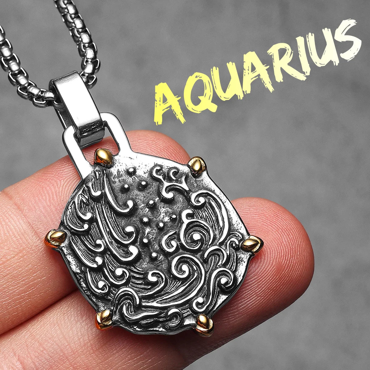 Twelve Constellations Stainless Steel Man Necklaces Pendant Chain Couple Gifts Women Fashion Jewelry Gifts Wholesale Dropshiping