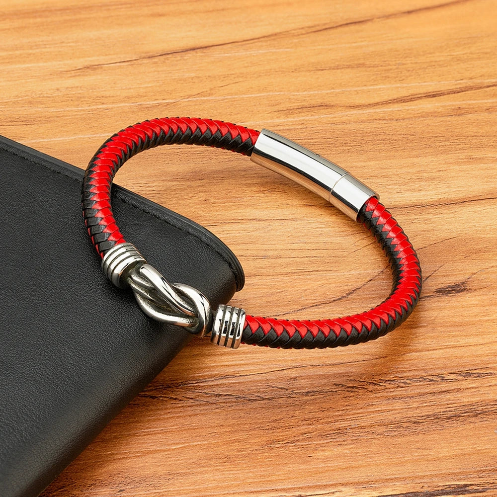 XQNI Fashion Men's Leather Bracelet Stainless Steel Irregular Accessories Commemorative Gifts for Charm Bangles Punk Jewelry