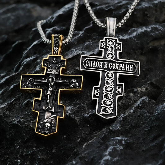 European and American style Jesus cross personalized fashion talisman for men's titanium steel pendant necklace jewelry