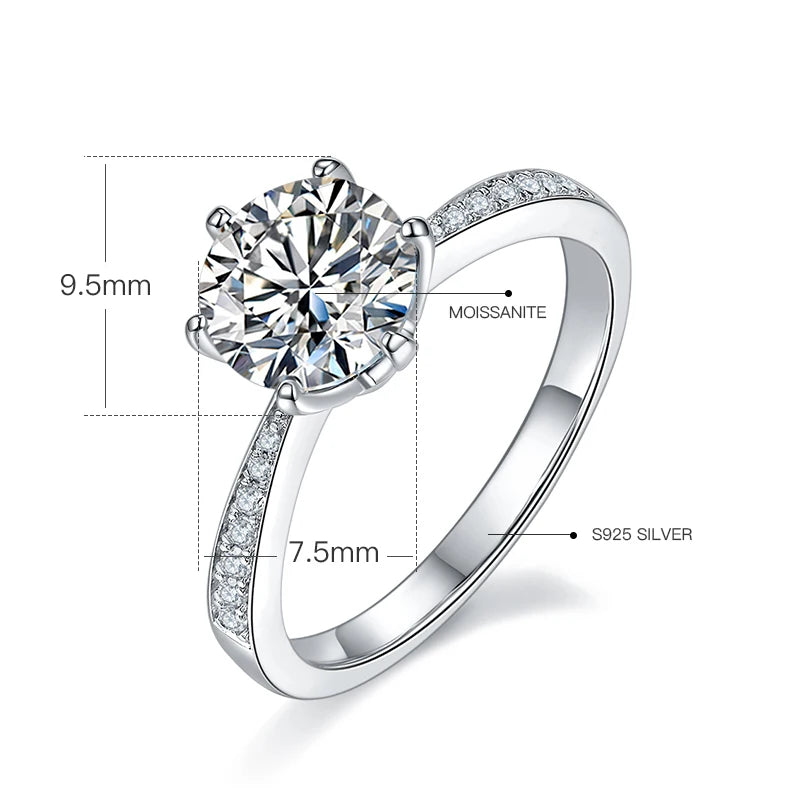 GEM'S BALLET 5.0Ct 11mm Colorless Moissanite 925 Sterling Silver Engagement Ring,Women's Moissanite Ring, Wedding Proposal Ring 925 Sterling Silver 1.5ct 7.5mm