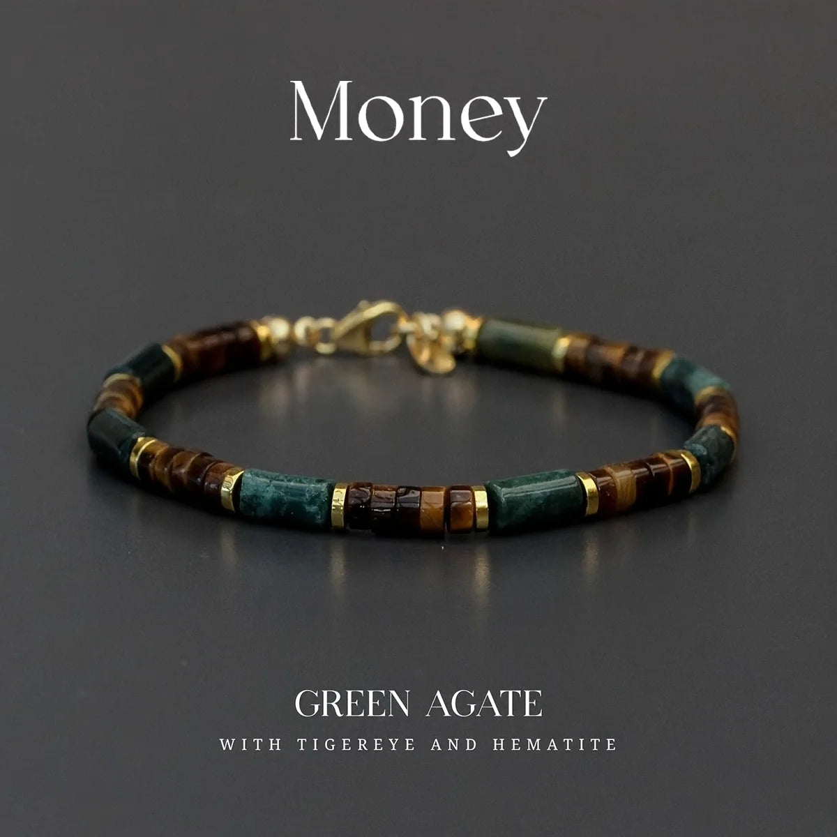 Green Agate & Tiger's Eye Bracelet: Attract Wealth & Prosperity. Skin-Friendly, Unisex Daily Wear.