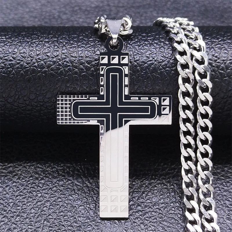 Stainless Steel Jesus Christ Cross Necklace for Men Women Big Hip Hop Gold Plated Necklaces Birthday Gift for Boyfriend NHH16S05