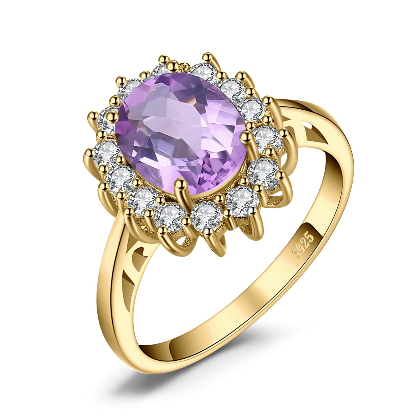 JewelryPalace Natural Garnet 925 Sterling Silver Ring Ruby Natural Amethyst Citrine Blue Topaz Ring Yellow Rose Gold Plated