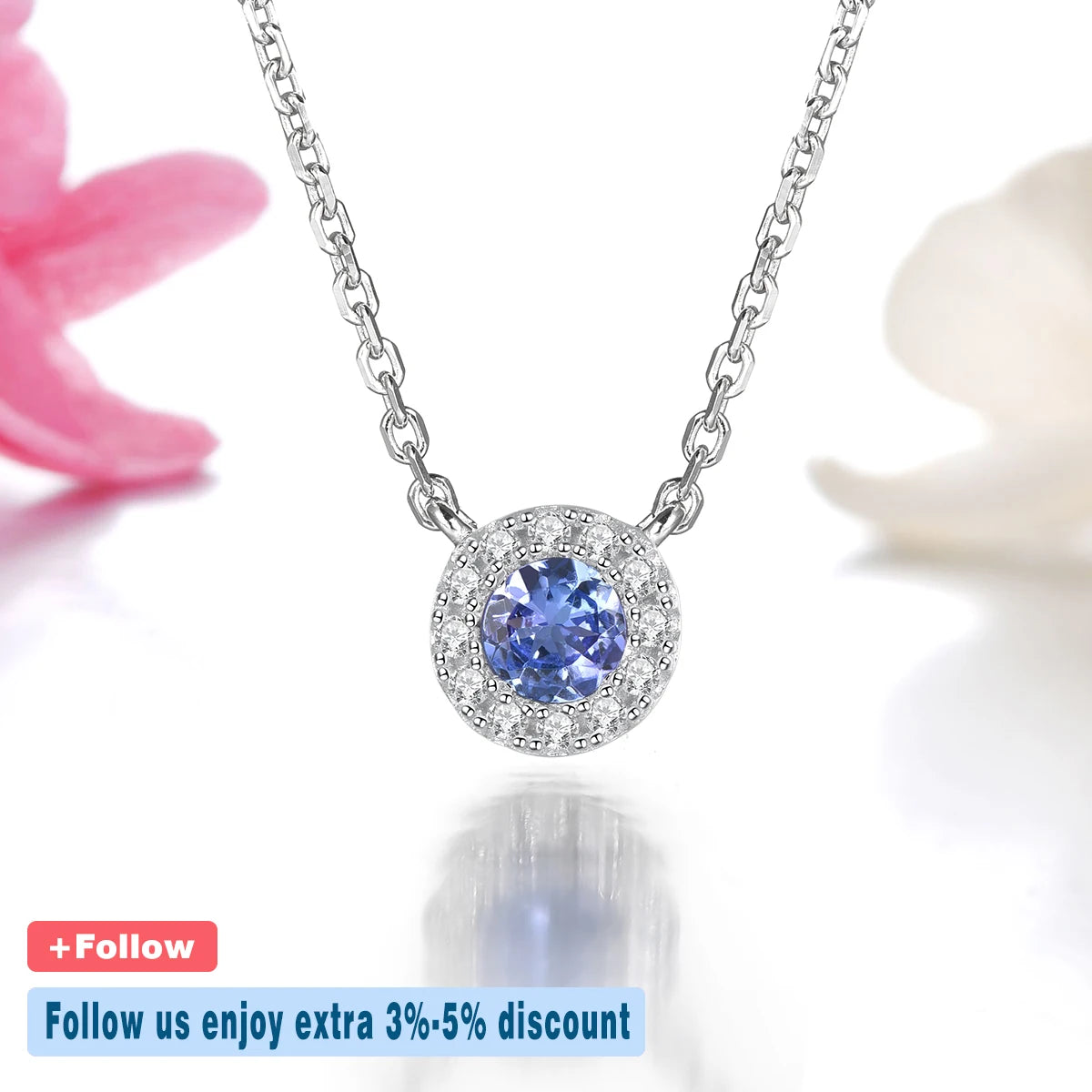 Natural Tanzanite Solid Sterling Silver Necklace Pendant 0.27 Carats Classic Round Shape Women Gifts Daily Decorations S925