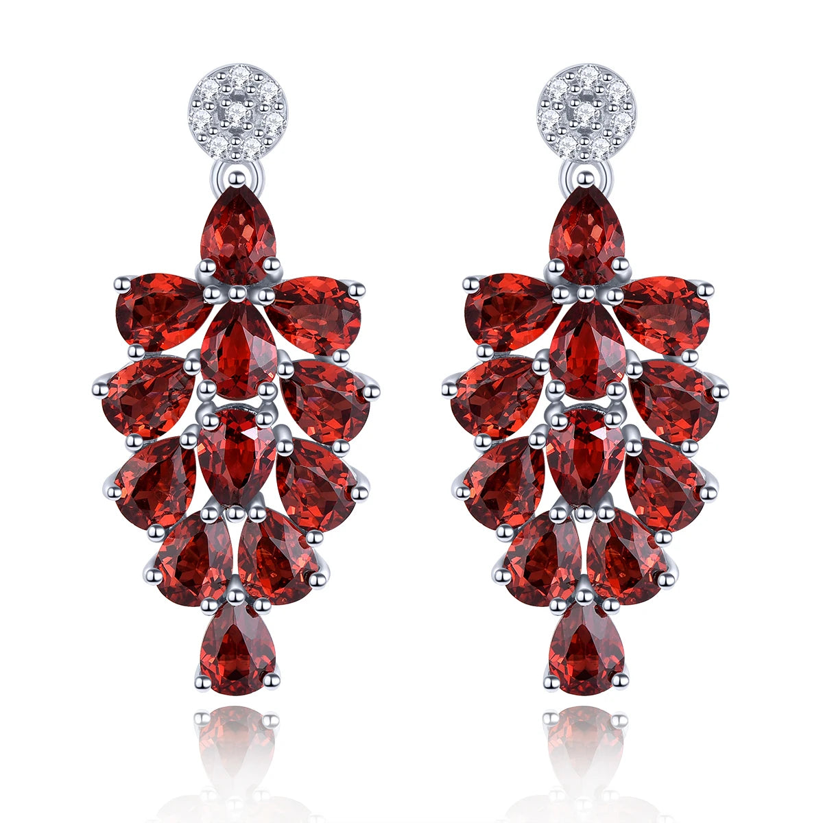 Natural Red Garnet Sterling Silver Earring 4.8 Carats Genuine Gemstone Romantic Exquisite Style Wedding Engagement Fine Jewelrys Natural Red Garnet