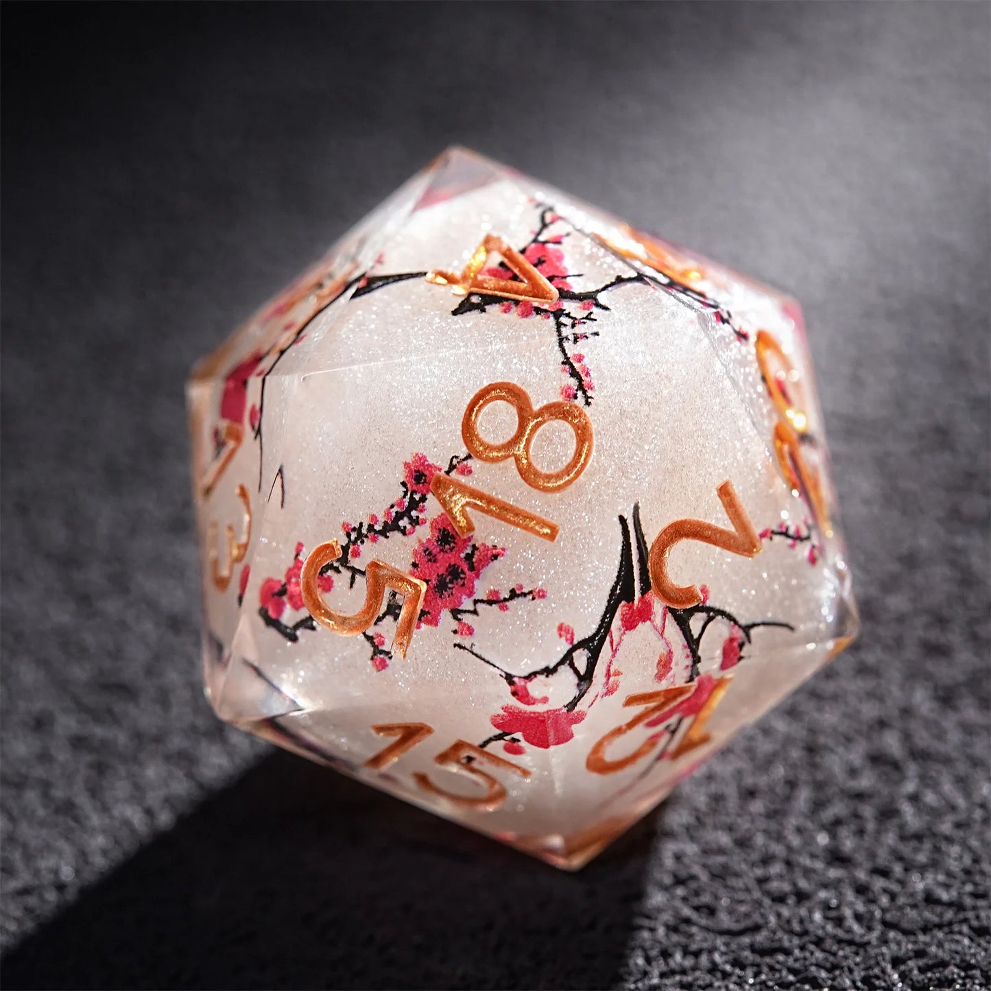 1-7pcs DND Chinese Plum Blossom Solid Resin Golden Word Dice Set Multi-sided Polyhedral Dice for D&D COC Role RPG Table Game