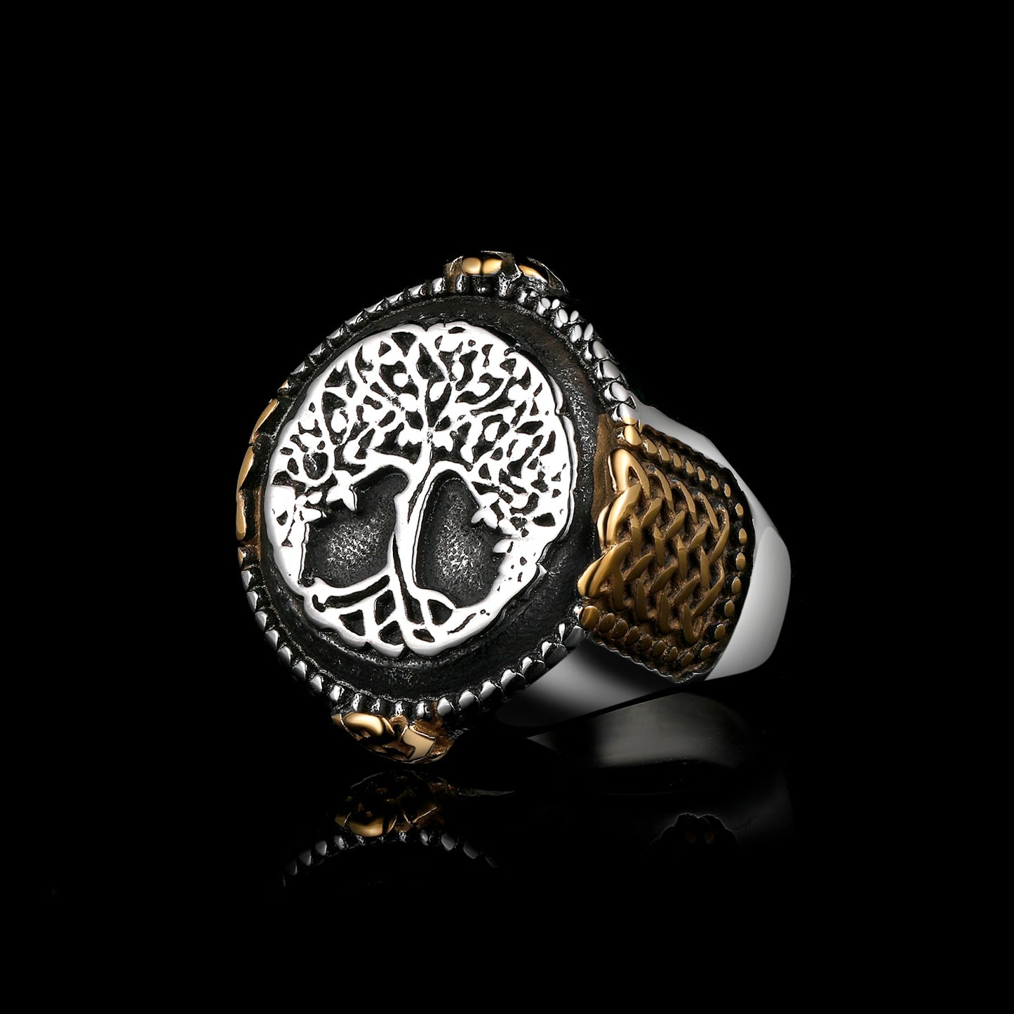 Nordic Mythological Compass Silvery Gold Viking Ring Luxury Personality Loki Anel for Men Gift Anel OSR1130 us size