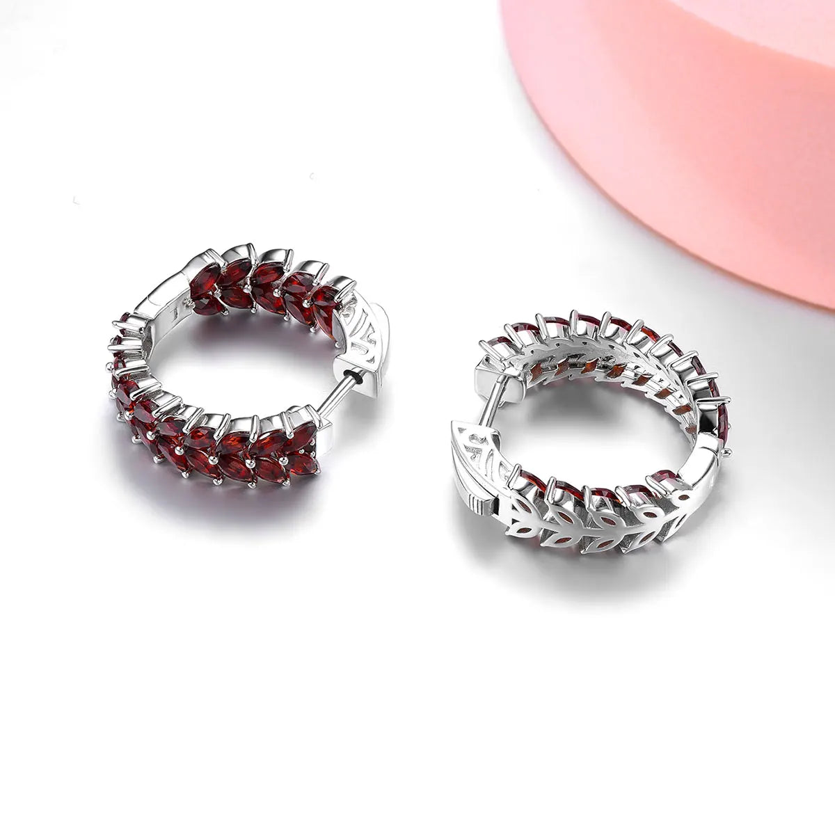 Natural Red Garnet Clip Earring Sterling Silver Jewelrys 6 Carats Genuine Gemstone Women Classic Style Original Design Gifts