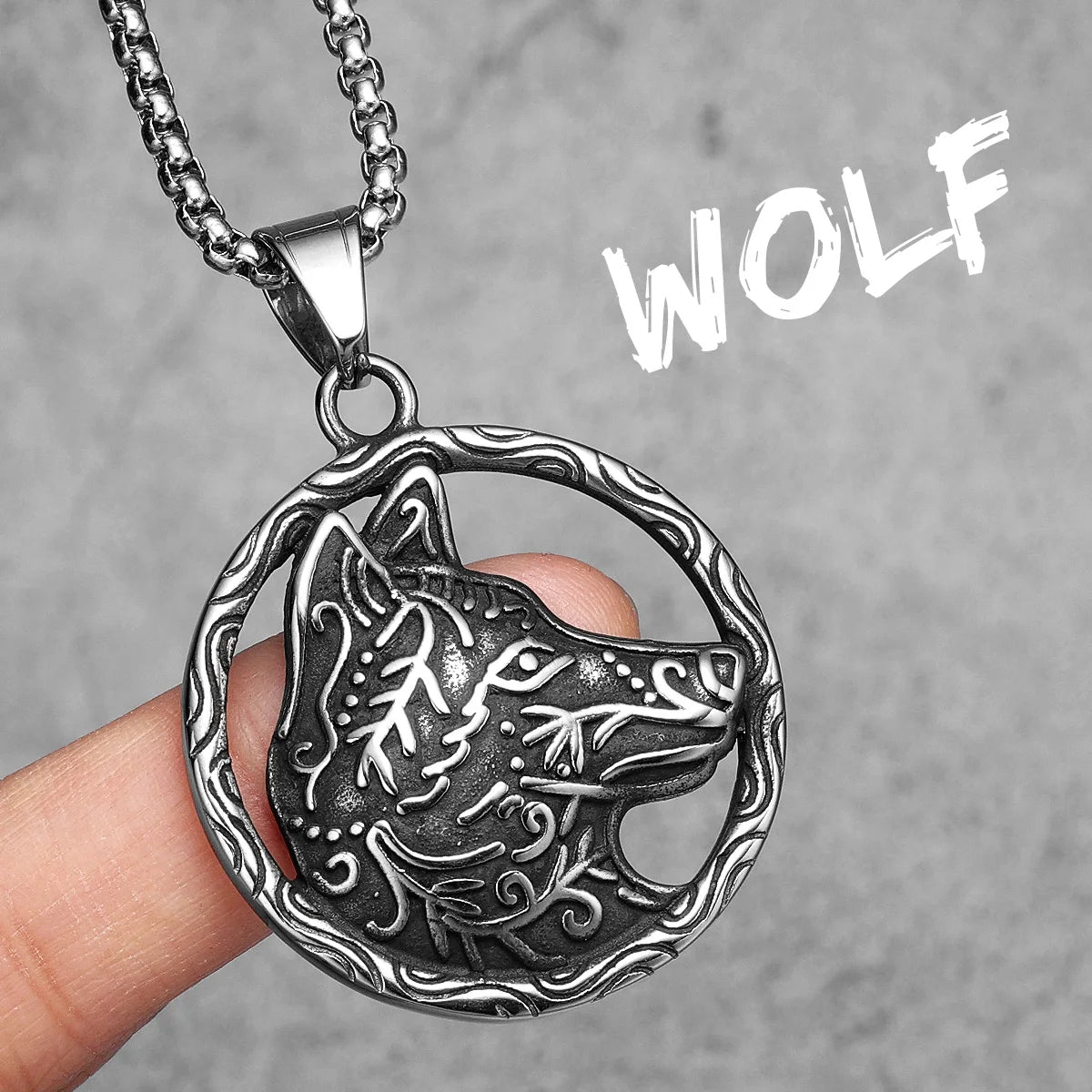 Wolf Head Carving Men Necklaces With Pendant Stainless Steel Jewelry For Male Women Punk Hip Hop Accessories Gifts Wholesale