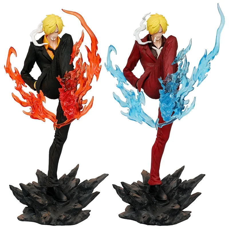 24cm One Piece Gk Sanji Standing Posture Demon Kick Red And Blue Special Effects Anime Figure Model Ornament Statue Toy Gifts