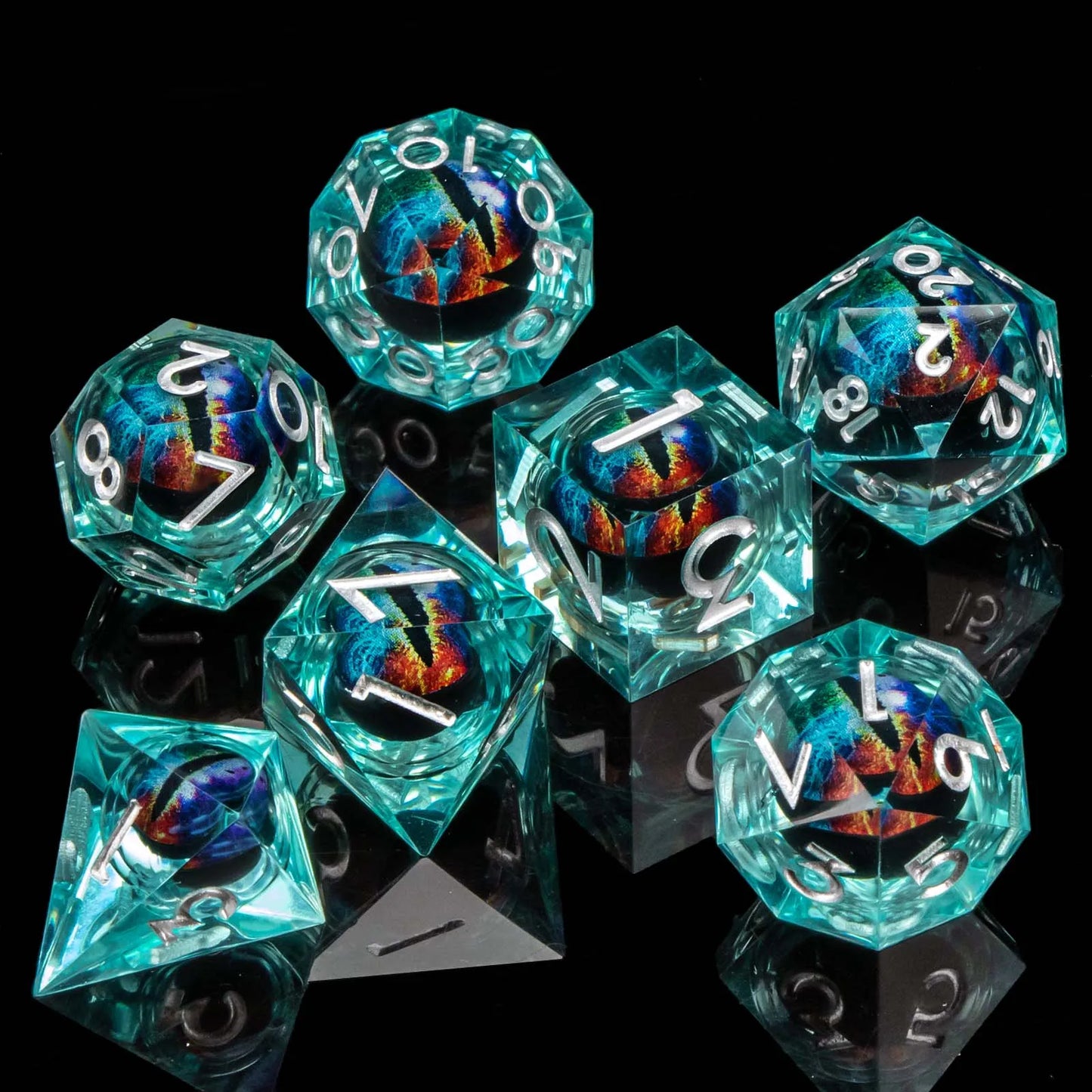 D and D Flowing Sand Sharp Edge Dragon Eye Dnd Resin RPG Polyhedral D&D Dice Set For Dungeon and Dragon Pathfinder Role Playing AZ11