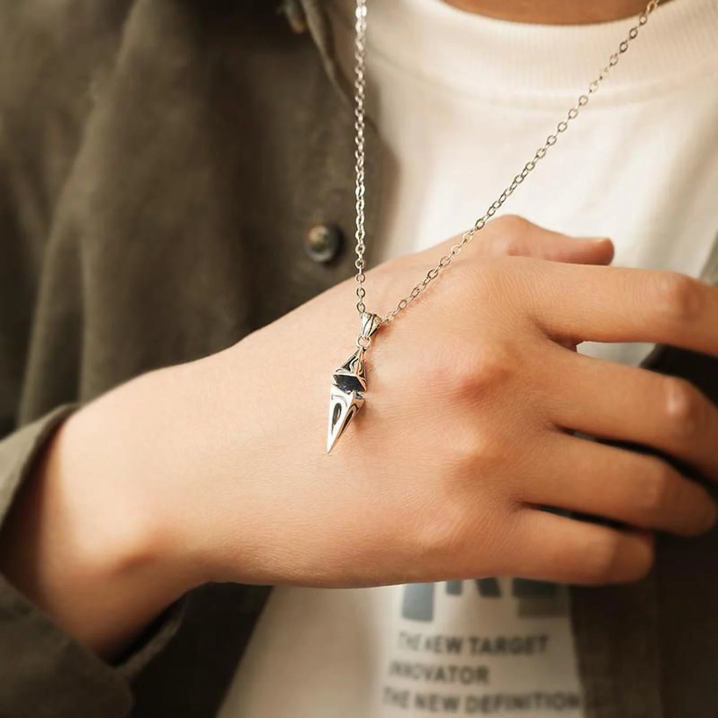 Stylish Blue Stone Man Necklaces Stainless Steel Jewelry Cube  Pendant Collar Birthday Party Dad Boyfriend Valentine Gifts