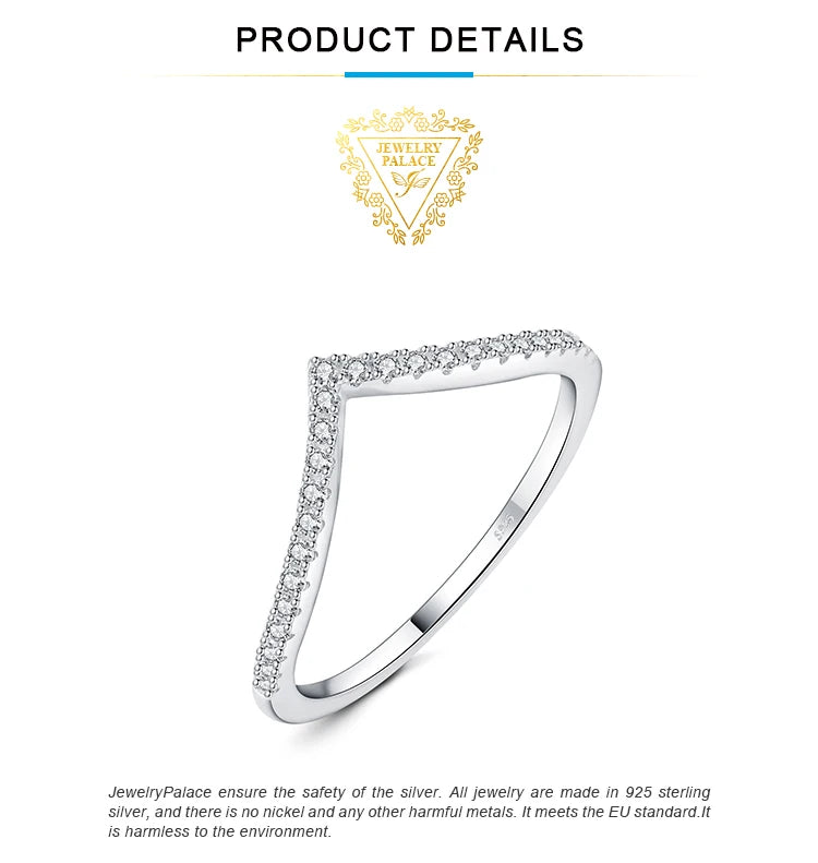 JewelryPalace Moissanite D Color Round Cut 925 Sterling Silver V Shape Stackable Wedding Ring for Woman Yellow Rose Gold Plated