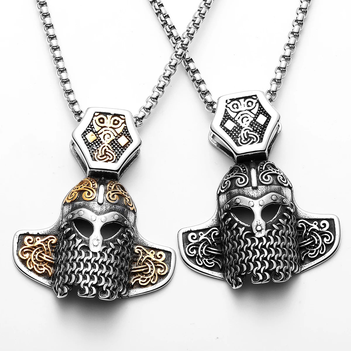 Viking Helmet Stainless Steel Men Necklaces Pendant Chain Punk Hiphop Women Fashion Jewelry Gifts Wholesale Dropshiping