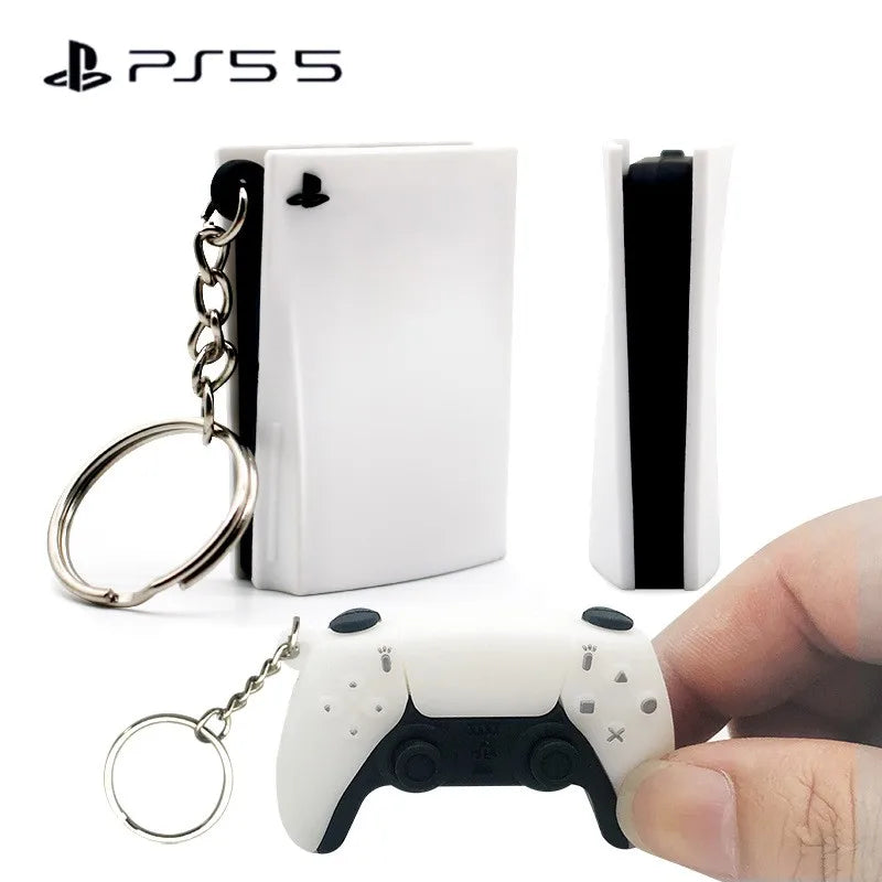 Fashion Ps5 Simulation Drop Glue Console Game Handle KeyChain Boys Pendant llaveros Simple Tide Play Hanging Ornaments Gifts