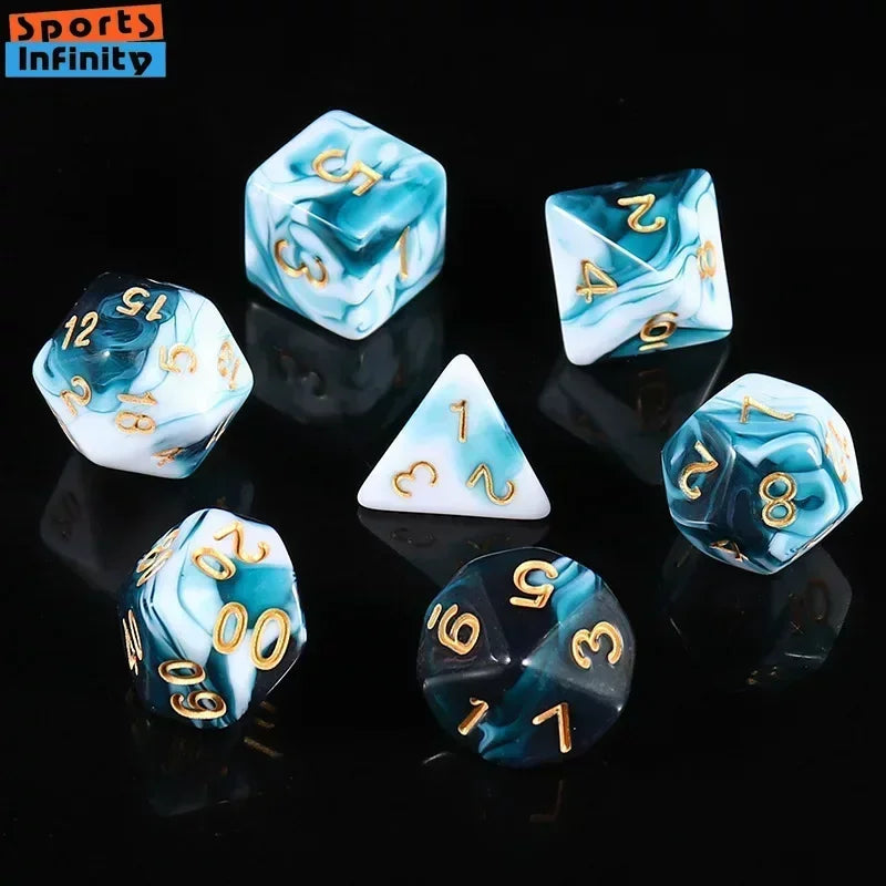 7 Pcs of Colorful Dice D20 D12 D10 D8 D6 D4 for DND Table Board Game Running Group Acrylic Digital Dice Set