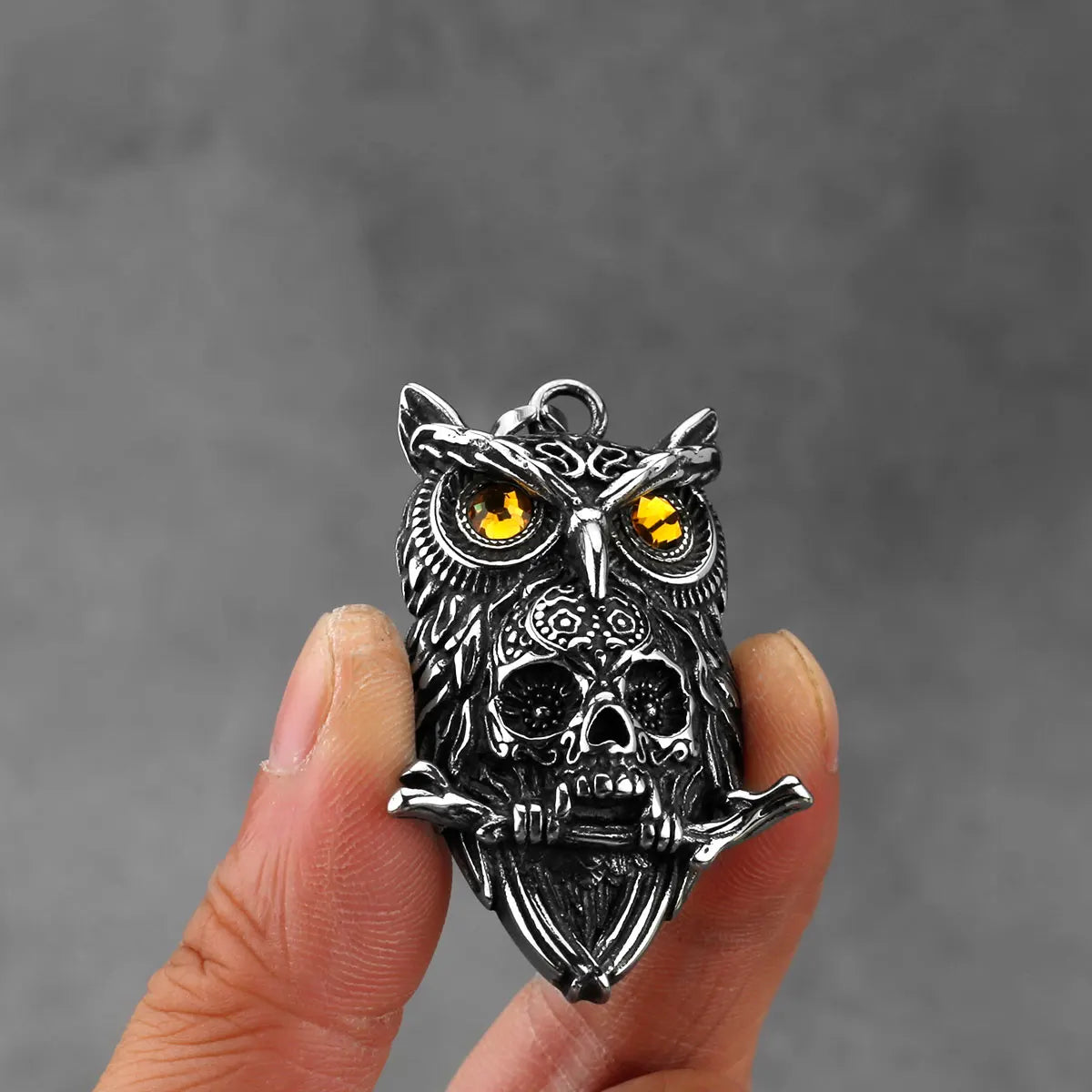 Gothic Owl Skull Viking Pendant Necklace Stainless Steel Biker Party Punk Men's Jewelry Necklace Wholesale