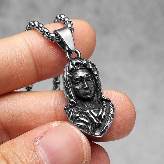 Retro Virgin Mary Stylish Stainless Steel Men Necklaces Pendant Chain Punk For Women Fashion Jewelry Gifts Wholesale Dropshiping